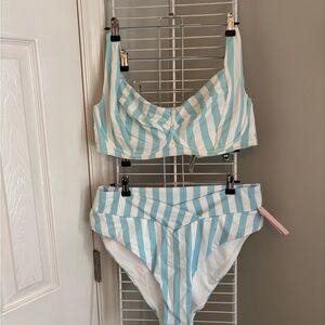 Victoria's Secret Aqua and White Bikini